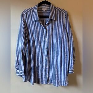 J Jill Love Linen 100% Linen Coastal Beachy Button Up
